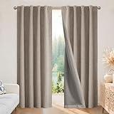 Joydeco Blackout Curtains for Bedroom - Nature Linen 84 Inch Long 100% Light Blocking 2 Panels Set, Rod Pocket & Back Tabs Living Room Drapes, Thermal Insulated Room Darkening Window Curtains