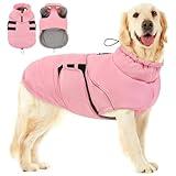 Peferhouse Dog Warm Winter Coats for Large Dogs Female, Dog Cold Weather Coat Dog Windproof Reflective Jacket with Harness Hole Thick Dog Vest Jacket Pink 3XL