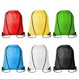 Kuhome 6Pcs Drawstring Backpacks Bulk String Bag Cinch Sack Pack Storage Knapsack Polyester Gift Bags Sports Drawstring Bags for Trip Gym Party Bags(6 Colors)