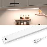 MYPLUS 16 Inch Under Cabinet Lights with Hand Wave, Under Counter Lighting 4000K Natural White,Dimmable,Plug and Play,LED Lights for Kitchen Cabinet, Cupboard, Closet, Desk