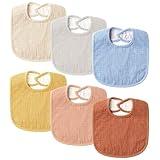 POIKSHARK 6-Pack Muslin Baby Bibs for Unisex Boys Girls, Solid Colors, Soft Cotton Baby Drool Bibs, Drooling and Teething Bibs for Infant, Newborn - Orange