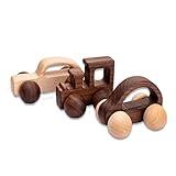 Wooden Rattle Toy Car Set 3PCS Baby Toy Skill Development Educational Toy Environmental Protection Toy Car