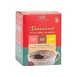 Teeccino Holiday Herbal Tea Sampler Assortment - Candy Cane, Gingerbread, Snickerdoodle - Caffeine-Free Holiday Dessert Teas with Prebiotic Chicory, 12 Tea Bags