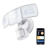 HOME ZONE Security Smart SMD LED Outdoor Flood Light, 3500LM, 3000-5000K Adjustable Color Temperature, Long & Wide 70’ x 240° Motion Sensor Detection, WiFi, Works w/Alexa & Google, Aluminum Heads