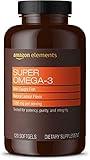 Amazon Elements Super Omega-3 with Natural Lemon Flavor, EPA & DHA Omega-3 fatty acids, 120 Count (1280 mg per serving, 2 Softgels) (Packaging may vary)