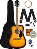 Fender Dreadnought Acoustic Guitar - Sunburst Bundle with Gig Bag, Tuner, Strap, Strings, Winder, Picks, Lessons, and Austin Bazaar Instructional DVD