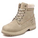 Athlefit Women's Lace up Ankle Boots Work Waterproof Low Heel Combat Booties Women Ankle Boots Size 7 Khaki
