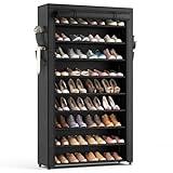 LANTEFUL Shoe Rack with Covers - 10 Tiers Tall Shoe Rack Organizer Large Capacity Shoe Shelf Storage 40 Pairs Space Saving Vertical Shoe Storage Organizer for Closet, Entryway, Dorm, Bedroom