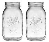 Ball Regular Mouth 32-Ounces Mason Jar with Lids and Bands, Clear,(Pack Of 2)