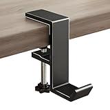 Headphone Stand Hanger Holder, Under Desk Aluminum Alloy Headset Stand with Fit for Gaming PC Accessories,Under Desk Clamp Hook Mount Suitable for Xbox/PS4 Controller, Office, Computer Desk (Black)