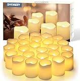SHYMERY Flameless Votive Candles,Flameless Flickering Electric Fake Candle,24 Pack 200+Hour Battery Operated LED Tea Lights in Warm White for Wedding, Table, Halloween,Christmas Decorations 1.5"X1.7"