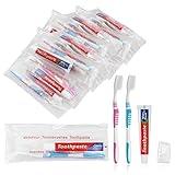 Disposable Toothbrushes with Toothpaste Individually Wrapped, Travel Kit whit Plastic Zip Bag,Toothbrush Head Cover, Bulk Toothbrush for Homeless,Travel,Shelter,Air Bnb,Hotel,Guest Apartment(20)