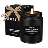 Premium Smoke & Vanilla Candle | Christmas Scented Candles for Men | Holiday Candles | Soy Candle | Fall Candles for Home Scented | Black Candles, Long Lasting Candles with 45 Hour Burn Time 7.6oz