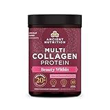 Ancient Nutrition Collagen Powder Protein, Multi Collagen Protein Beauty Within, Guava Passionfruit, with Vitamin C, Hydrolyzed Collagen Peptides Supports Healthy Skin and Nails, 18.3oz