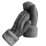 Women's Winter Gloves Warm Lining - Cozy Wool Knit Thick Gloves Mittens in 11 color(dark gray)