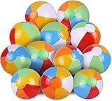 SYZ 12" Beach Balls Bulk - Inflatable Swimming Pool Toys for Kids Birthday Party Supplies Favors Luau Decorations - Blow Up Classic Rainbow Color Beachball Summer Water Games Fun Gifts (12 Pack)