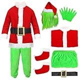 stepsin Christmas Green Monster Costume Kids Furry Santa Claus Outfit Christmas Cosplay Costume Holiday Party Dress up