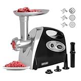 INFOOD Electric Meat Grinder with Handle, Sausage Stuffer Maker, Heavy Duty Meat Mincer with 3 Stainless Steel Cutting Blades, 3 Grinding Plates, 1 Sausage Maker & Kubbe Kit for Home Kitchen Use