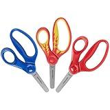 Fiskars 5" Blunt-Tip Scissors for Kids 4-7, For School or Crafting, 3 Pack: Blue, Red Lightning