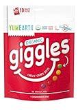YumEarth Organic Giggles Chewy Candy - Allergy Friendly (Top 9 Free), No Artificial Dyes or Flavors, Non GMO, Gluten Free, Vegan - Individually Wrapped Fruity Snack Packs - 0.5 Ounce (Pack of 10)