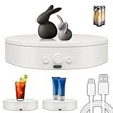 Motorized Rotating Display Stand for Epoxy Glitter tumbler, 360° Cup Turner Electric Turntable for Products Photography, Spinning Platform and Pedestal, adjustable speed and direction (4.53" white)