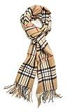 VERONZ Super Soft Luxurious Classic Cashmere Feel Winter Scarf (Camel Plaid)