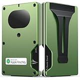 Slim Wallet for Men, Air Wallet Build in Airtag Chip, Smart Wallet Compatible with Apple Find My iOS Only, Minimalist Front Pocket Wallet RFID-Blocking Card Holder with Money Clip (Green)