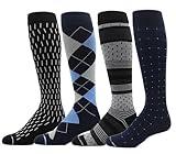 Dr. Motion 4 Pairs Men's Athletic Traveler Graduated Compression Knee High Socks (Mcomp-SL1)
