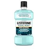 Listerine Zero Alcohol Mouthwash, Alcohol-Free Oral Rinse to Kill 99% of Germs That Cause Bad Breath for Fresh Breath & Clean Mouth, Less Intense Taste, Cool Mint Flavor, 1 L (Pack of 1)