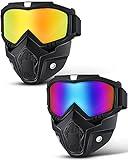 Frienda 2 Pieces Motorcycle Goggles Helmet Riding Goggles Glasses With Face Cover(Colorful, Gold)