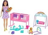 Barbie Skipper Doll & Nursery Playset with Accessories, Includes Twin Baby Dolls, 1 Crib, 1 Swing, 1 See-Saw & More