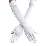 Women's 21.6'' Long Satin Gloves White Elbow Length 1920s Opera Bridal Dance Gloves For Evening Party Opera Costume, White