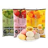 Japanese Mochi,Fruit Rice Cake (540 GM) Mixed Strawberry Mango Grape Flavor,Traditional Confectionary Dessert Mochi,Delicate Taste, Suitable for Young and Old (3 bags)