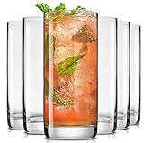 JoyJolt Faye 13oz Highball Glasses, 6pc Tall Glass Sets. Lead-Free Crystal Drinking Glasses. Water Glasses, Mojito Glass Cups, Tom Collins Bar Glassware, and Mixed Drink Cocktail Glass Set