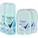 Degree Women’s Travel Deodorant Antiperspirant Bundle – Advanced 72H Protection Mini Sticks and Dry Sprays, Shower Clean Scent (4 Piece Set)