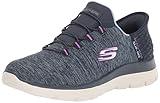 Skechers Women's Hands Free Slip Ins Summits Dazzling Haze Sneaker, Navy Purple, 8