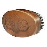 Beard Brush for Men with 100% Boar Bristles | Military-Style Oval Wooden Grooming Brush for Mustache & Beard Care | Death Grip Pocket Size Facial Hair Tool for Thick, Coarse & Curly Beards