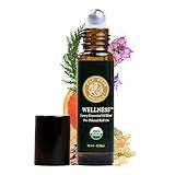 Organic Wellness Essential Oil Vitality Blend Roll On - 100% Pure USDA Certified Frankincense, Cypress, Cedarwood, Clary Sage, Orange - Thrive Naturally, 10 ml Roller by Silk Road Organic