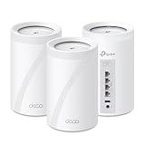 TP-Link 𝐃𝐞𝐜𝐨 BE63 Tri-Band WiFi 7 BE10000 Whole Home Mesh System - 6-Stream 10 Gbps, 4x2.5G Ports Wired Backhaul, 4x Smart Internal Antennas, VPN, MU-MIMO, HomeShield, Free Expert Support (3-Pack)
