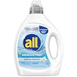 all sensitive fresh™, Spring Breeze, Scented Liquid Laundry Detergent for Sensitive Skin, Hypoallergenic, Free of Dyes, Concentrated, 82.5oz, 110 Loads