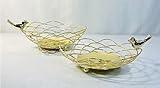 hadaaya Decorative Gold Metal Flared Shape Nesting Bowls Show Pieces, Set of 2 Medium and Small With Bird Finial for Home styling, Event, Wedding,Easter and Tabletop Decor