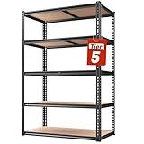 REIBII 2020LBS Storage Shelves 5 Tier Garage Shelving Heavy Duty 72" H x 35.55" W x 16" D Adjustable Metal Shelving Unit for Garage Shelves Utility Rack Shelf for Basement Pantry Closet Shelves,Black