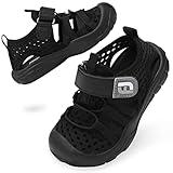 JOINFREE Kids Water Sports Shoes Toddler Sandals Auqa Sneakers Boys Girls Outdoor Quick Dry Beach Surf Barefoot Lightweight Non-Slip Breathable Swim Shoes 8 Toddler Black