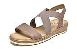 VJH confort Women's Flat sandals, Comfort Slip-on Elastic ankle strap Slingback Light Weight Casual Walking Sandals (taupe,6)