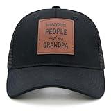 LUDUEIKSW Grandpa Trucker Hat for Men, My Favorite People Call Me Grandpa Gifts for Fathers Day Birthday from Grandkids Black