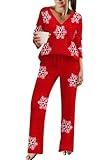 Ekouaer Pajamas for Women 2 Piece Lounge Set Fuzzy Fleece Long Sleeve Pullover Sweater Top Wide Leg Pants Set Outfits Christmas,X-Large