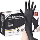 Schneider Nitrile Exam Gloves, Black, Medium, 100-ct Box, 4-mil, Latex-Free, Powder-Free, Food-Safe