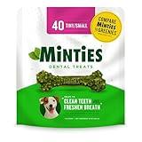 Minties Dental Chews for Dogs, 40 Count, Vet-Recommended Mint-Flavored Treats for Tiny/Small Dogs 5-24 lbs, Dental Bones Clean Teeth, Fight Bad Breath, and Removes Plaque and Tartar
