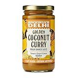 Brooklyn Delhi Golden Coconut Curry - Indian Simmer Sauce with Turmeric, Ginger, Lemon, & Coriander - 12 Ounces - Mild Enough for a kid, Flavorful Enough for a Foodie - Vegan - No Artificial Additives