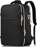 Large Carry On Travel Backpack - Flight Approved Waterproof Anti-Theft Luggage Daypack for Women Men Fit 17 Inch Laptop Business Weekender Overnight Backpack College Bag Personal Item Size Black